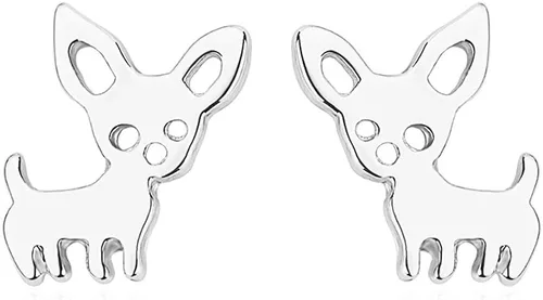 QIAN0813 Aretes pequeños de Chihuahua para mascotas para mujeres, lindos aretes de perrito y cachorro, joyería de animales Love My Pet, aleación