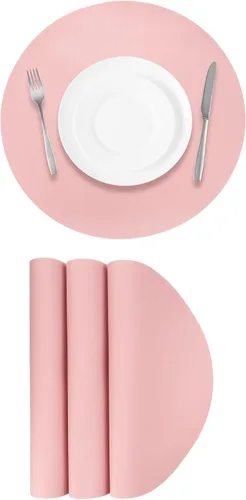 Miniatura 12 de UXCELL 4 manteles individuales de piel sintética para mesa de comedor, manteles redondos de piel sintética, resistentes al calor, impermeables, a