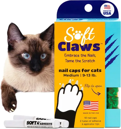 Miniatura 33 de Tapas de uñas Soft Claws para gatos pequeños – (40 tapas, negro) - Fabricado en EE. UU. - Desarrollado por veterinarios, no tóxico Protege muebles