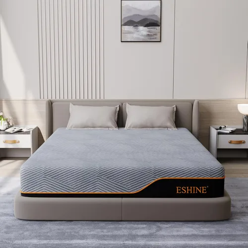 ESHINE Colchón King de 14 pulgadas, espuma viscoelástica de gel refrescante fabricada en Estados Unidos, té verde infundido para alivio de presión y