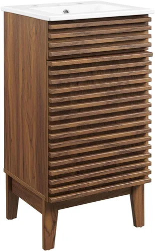 Miniatura 64 de Modway Render 23.5" tocador de baño en nogal (lavabo no incluido)