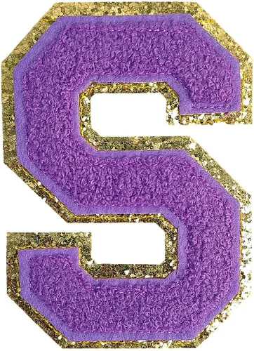 Miniatura 128 de GYGYL - 3 parches de letras deportivas de felpilla con purpurina, parches para planchar de tamaño grande para decoración de disfraces