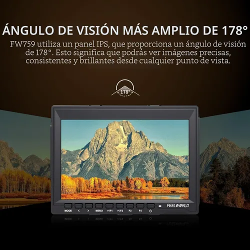 Miniatura 5 de FEELWORLD FW759 7 pulgadas Cámara DSLR Monitor de campo HD Asistencia de vídeo Slim IPS 1280x800 4K HDMI 1080p con sombrilla