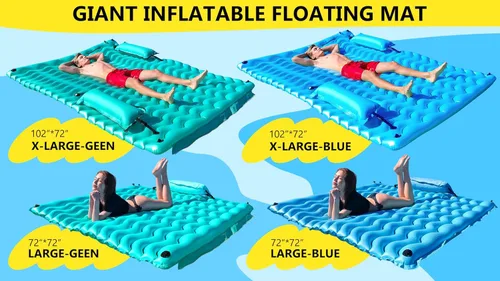 Miniatura 8 de Alfombra flotante inflable gigante mejorada 2025 - Flotador de piscina para adultos con hamaca para piscina, piscina, playa, lago para fiesta