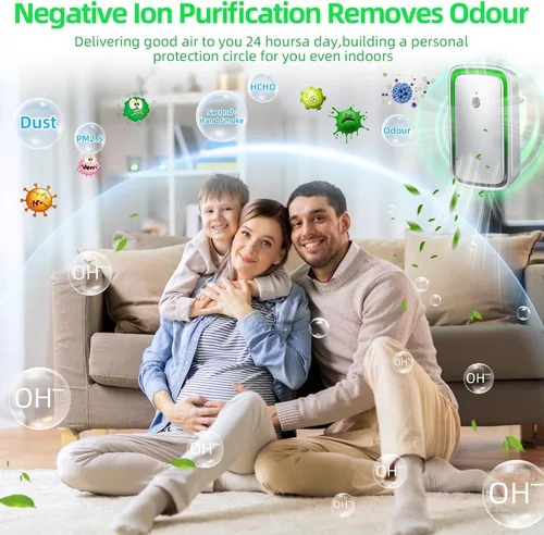 Miniatura 4 de Purificador de aire enchufable actualizado 2026 para el hogar, ionizador de aire iónico para polvo de humo con olor de mascotas, generador de iones