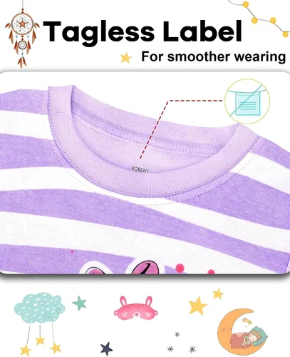Miniatura 2 de KOBERO Pijamas de Navidad para niños y niñas de 18 meses-12 años, ropa de dormir 100% algodón