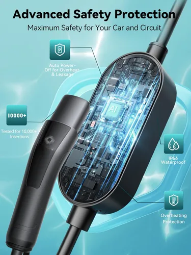 Miniatura 7 de Ecogenix Cargador Tesla para Hogar de Nivel 2, Cable de Carga Móvil Portátil de 24A/240v con Salida para Secadora para Modelo 3/Y/S/X, Amperaje
