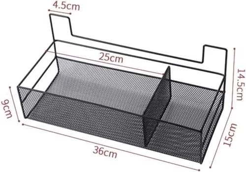 Miniatura 3 de Estantes de baño, organizador de baño de montaje en pared con 2 compartimentos, alambre de metal sin taladrar cesta organizadora para cuarto de Negro