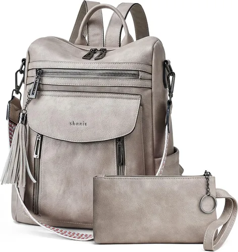 Miniatura 10 de Shrrie - Mochila de cuero para mujer, bolso de moda, mochila de cuero para mujer, mochila de viaje de diseñador, bolso de hombro convertible