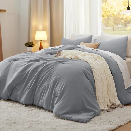 Miniatura 27 de Bedsure Juego edredón suave prelavado individual/individual XL, 365 días, cálido relleno alternativo GentleSoft™, 1 edredón ligero:68x88 pulgadas
