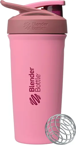 Miniatura 23 de BlenderBottle Strada Shaker Cup - Botella de agua aislada de acero inoxidable con batidor de alambre, 24 onzas, color negro