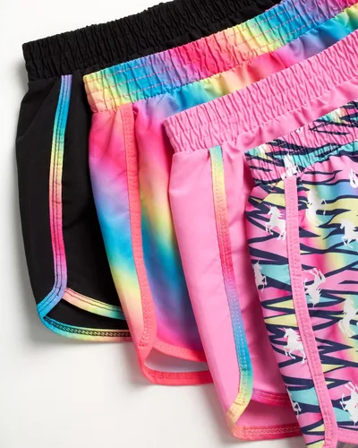 Miniatura 3 de dELiA*s Pantalones cortos deportivos para niña, paquete de 4 pantalones cortos deportivos para correr con riñonera (7-16)