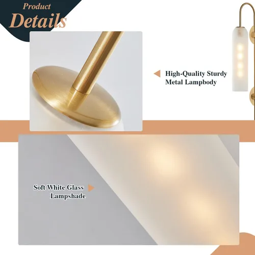 Miniatura 3 de BOKT Lámpara de Pared Moderna de Mediados de Siglo de 1 Luz Montada en Pared de Metal Dorado Cepillado Aplique de Pared Iluminación Minimalista Anti