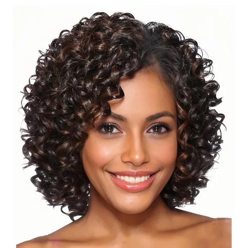 Miniatura 13 de XIUFAXIRUSI XIUFAXIRUSI Pelucas afro rizadas para mujeres negras, pelucas cortas rubias rizadas con parte lateral, peluca de pelo sintético completo