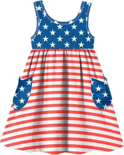 Miniatura 37 de Vieille Vestido sin mangas para niñas pequeñas, lindo vestido de verano con bolsillo, 2-7 años