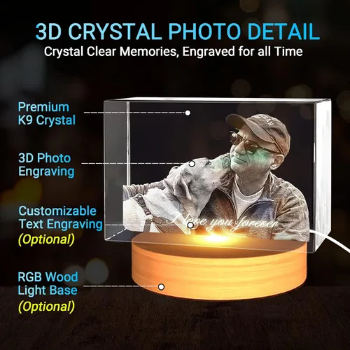 Miniatura 2 de Foto de cristal 3D, regalos personalizados para mujeres, regalos de cumpleaños personalizados para hombres, mamá, ella, él, marido, regalos Paisaje
