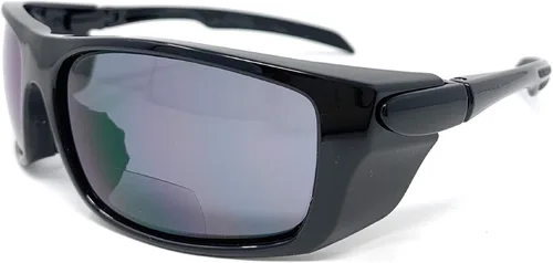 Miniatura 2 de The Tempe - Lentes de sol bifocales unisex para lectura de luz deportiva y envolvente, ANSI Z87.1 Negro brillante con lente ahumada