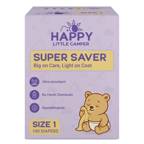 Miniatura 18 de Happy Little Camper Pañales desechables naturales para bebés, ultraabsorbentes, talla 1 - hipoalergénicos, sin perfume y sin cloro (200 unidades)