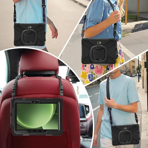 Miniatura 5 de 360 Rotation Case for Galaxy Tab ActivePro/Tab Active4 Pro/Active 5 Pro 10.1" Sturdy Cover Rotate Ring Stand Shoulder Carrying Strap Hand Strap