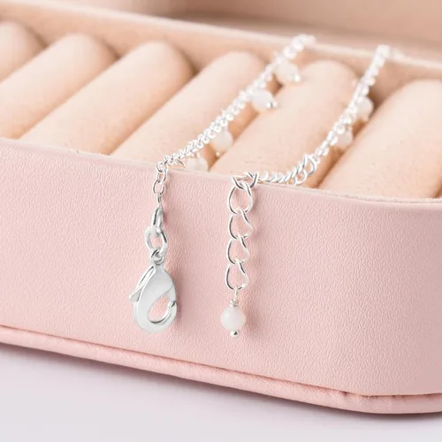 Miniatura 76 de Yanara Tobilleras de piedras preciosas para mujer, piedra natal natural, chapada en plata, joyería hecha a mano en 8.5 + 1.5 pulgadas, cristales