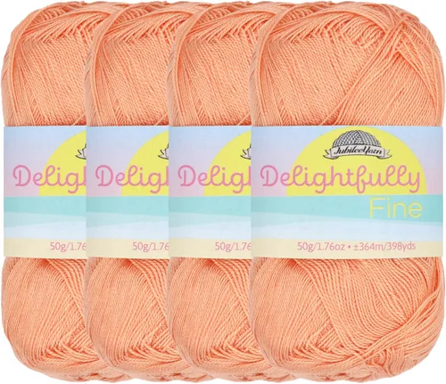 Miniatura 28 de JubileeYarn - Ovillo de hilo deliciosamente fino, 1.76 oz/madeja de rayón de bambú, color rosa polvo, 4 madejas