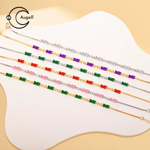 Miniatura 5 de Pulsera de eslabones de oro de 18 quilates para mujer, pulsera de tenis con circonita cúbica 5A, hipoalergénica, plata de ley 925 hipoalergénica