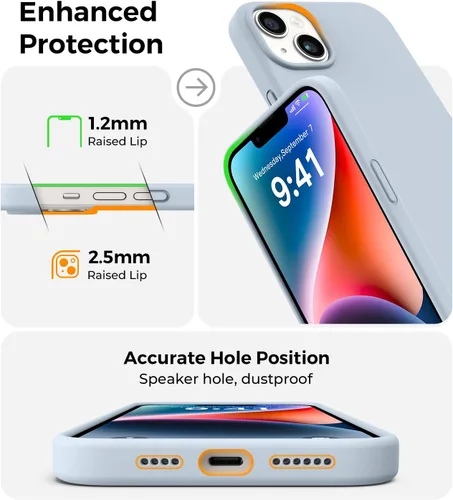 Miniatura 7 de AOTESIER Funda compatible con iPhone 14 Plus, cuerpo completo, silicona de grado alimenticio, resistente al desgaste, protección anticaídas con Azul