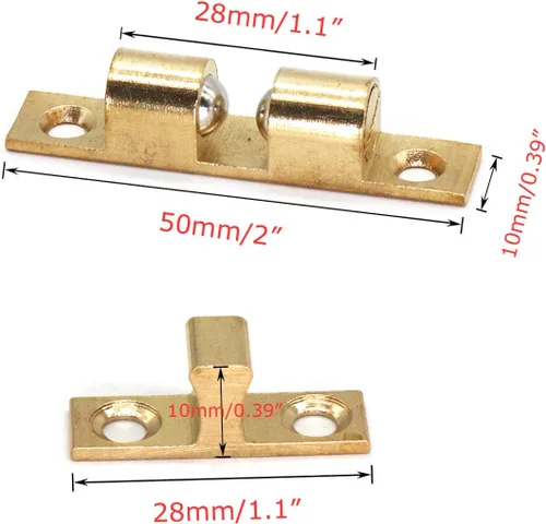 Miniatura 2 de Ball Catch Omitfu - Juego de 6 rodillos de tensión de doble bola de latón macizo, ajuste de hardware para gabinete, armario, muebles, puerta