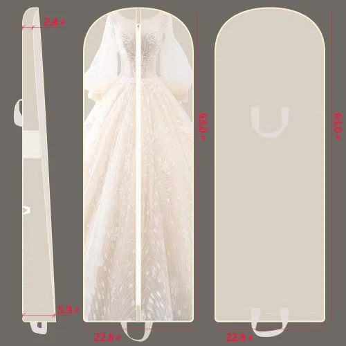 Miniatura 3 de Bolsa de ropa para vestido de novia de 63 pulgadas, extra grande, plegable, portátil, para viajes, equipaje colgante con bolsillos para mujeres, 5.9