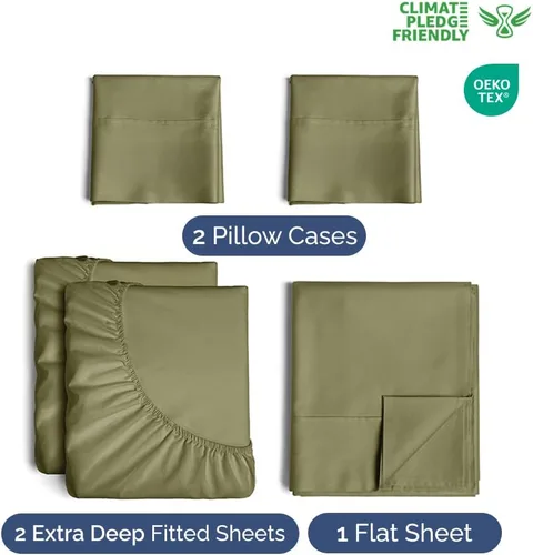 Miniatura 2 de Sábanas King divididas con bolsillos extra profundos, sábanas transpirables y refrescantes de 5 piezas, juego de sábanas de lujo de hotel, suaves