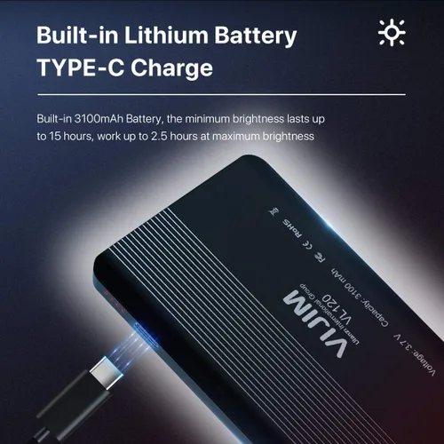 Miniatura 4 de VIJIM VL120 - Luz de video para cámara, mini luz de cámara LED bicolor, iluminación de fotografía portátil con 6 filtros de color, 3100 mAh