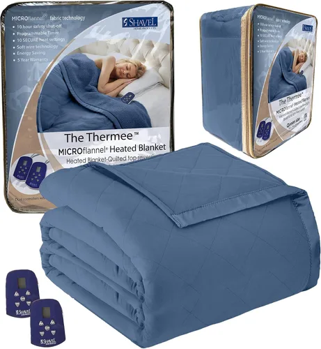 Miniatura 8 de Thermee Manta térmica de microfranela tamaño Queen – 10 ajustes, programable, calentamiento rápido, cuadros rústicos