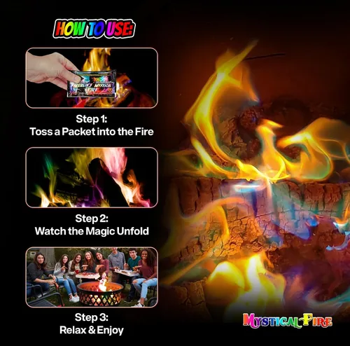 Miniatura 5 de Mystical Fire Merlin's Fire - Paquetes que cambian de color para fogatas, fogata de larga duración, encantada, multicolor, diversión familiar mágica