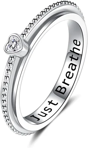 Step Forward Anillo Fidget de Plata de Ley 925 con Spinner para Ansiedad para Mujeres - Regalos de Joyería para Aliviar la Preocupación y el