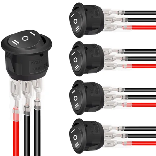 Twidec/5 piezas Interruptor basculante redondo de 12V ON/OFF/ON AC 6A/250V 10A/125V SPST 3 pines 3 posiciones interruptor de palanca para coche