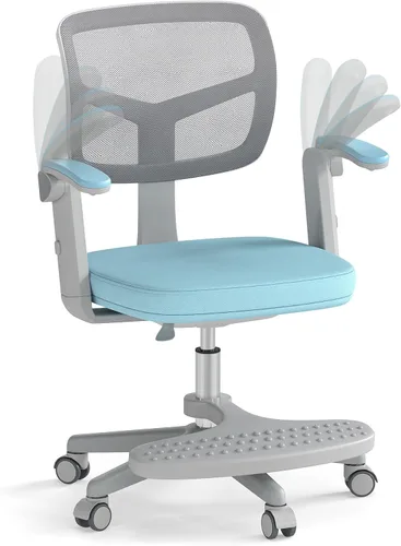 HONEY JOY Silla de escritorio para niños, silla de estudio para niños con altura ajustable, reposabrazos/reposapiés, silla giratoria de malla