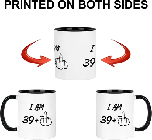 Miniatura 6 de YHRJWN - Regalos de cumpleaños número 40 para mujeres y hombres, taza de café I Am 39 Plus, regalos divertidos de cumpleaños para amigos, compañeras
