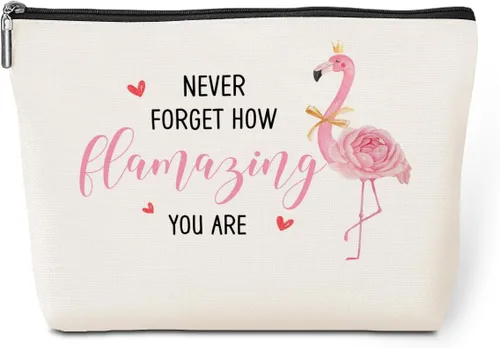 jeilink Divertida bolsa de maquillaje de flamenco rosa, regalos de flamenco, decoración de flamencos, suministros de fiesta, regalos inspiradores de