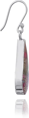 Miniatura 6 de Amazon Essentials Pendientes de plata de ley con forma de lágrima de flor prensada (anteriormente Amazon Collection)