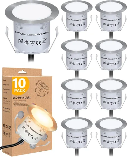 Miniatura 11 de HIBOITEC Kit de luces LED empotrables para terraza, 1 paquete, iluminación de paisaje de bajo voltaje de 12 V, IP67, impermeable, luces de escalera