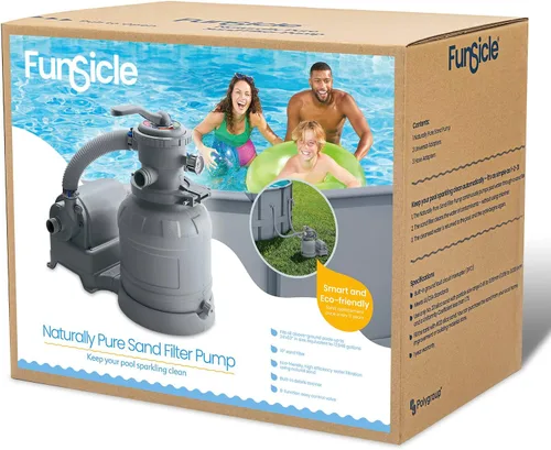 Miniatura 2 de Funsicle Bomba de filtro de arena de 10 pulgadas para piscinas sobre el suelo, caudal de 1100 GPH