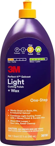 Miniatura 7 de 3M Perfect-It Gelcoat Pulimento de Corte Ligero + Cera, 36111, 1 galón, proceso de un solo paso, elimina arañazos y remolinos, removedor