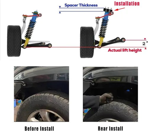 Miniatura 4 de Espaciadores de suspensión delantera de 2 pulgadas, para NlSSAN Navara D40 NP300 D23 2005-2023 / Frontier 2005-2023 / Xterra 2009-2014, amortiguador