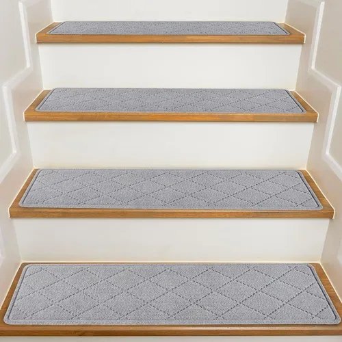 Miniatura 21 de Stair Treads with Landing Rug for Wooden Steps Indoor, Peel and Stick Stair Treads Matching-Mat 20"X32" Stair Landing Slip Resistant Polyester Stair