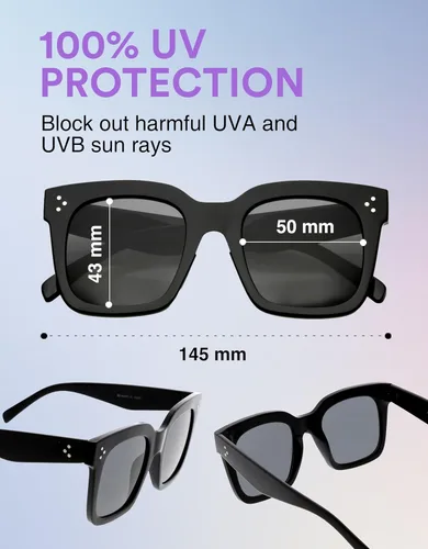 Miniatura 2 de zeroUV - Gafas de sol cuadradas retro de moda de gran tamaño para mujer estilo vintage 1.969 pulgadas