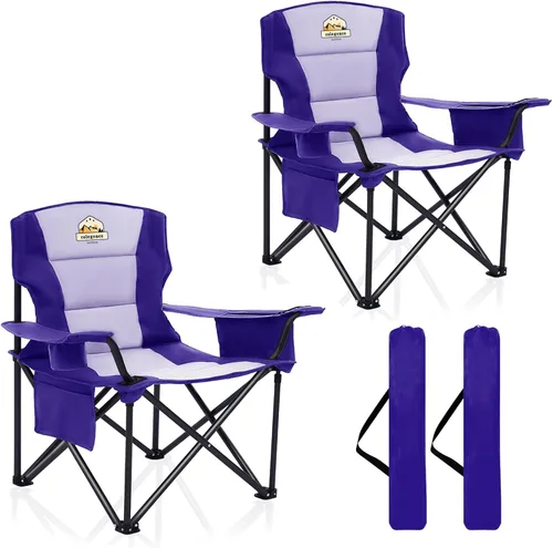 Miniatura 19 de Colegence Sillas de Camping Plegables de Tamaño Grande - Soporte de 450 LBS Silla de Campamento de Servicio Pesado con Cojín Acolchado, Sillas Negro
