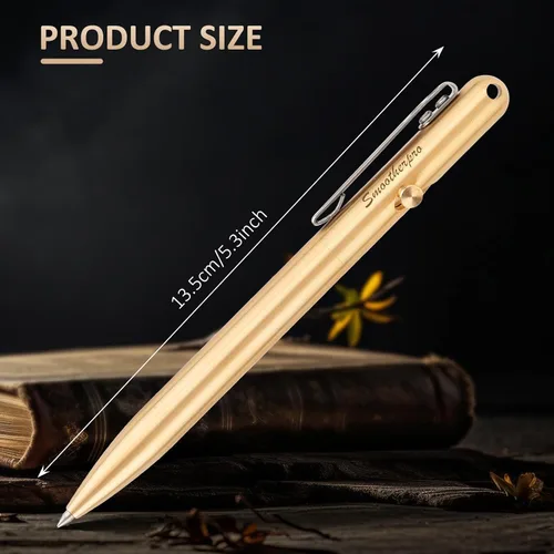 Miniatura 3 de SMOOTHERPRO - Bolígrafo de acción de perno de latón macizo compatible con recarga Parker, clip de acero inoxidable de bolsillo, para temblor