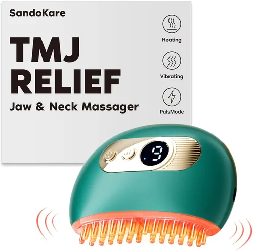 SandoKare TMJ Relief Products Mandíbula, Masajeador de Alivio TMJ, Vibración y Calentamiento, Diseño Ergonómico Multi-Aguja Herramienta de Masaje