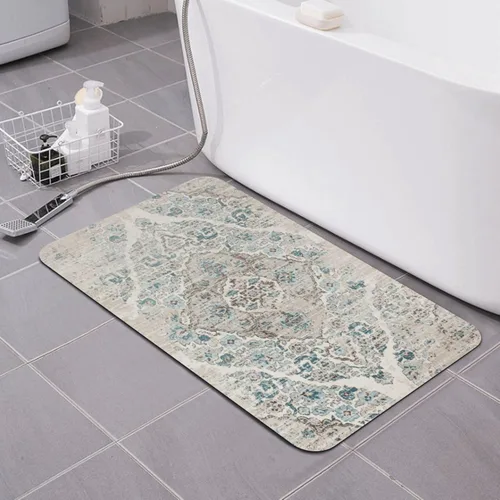 Miniatura 3 de Alfombra de baño para baño, patrón bohemio clásico, antideslizante, secado rápido, lavable a máquina, cómoda alfombra de baño para baño, bañera
