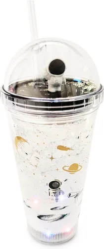 Miniatura 11 de Vasos de fiesta brillantes para niños, vaso mágico con luz LED que brilla en la oscuridad, botella de agua de 16 onzas con tapas y popotes